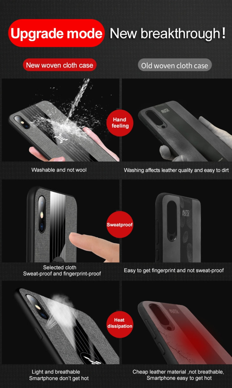 For iPhone XR XINLI Stitching Cloth Texture Shockproof TPU Protective Case(Brown)