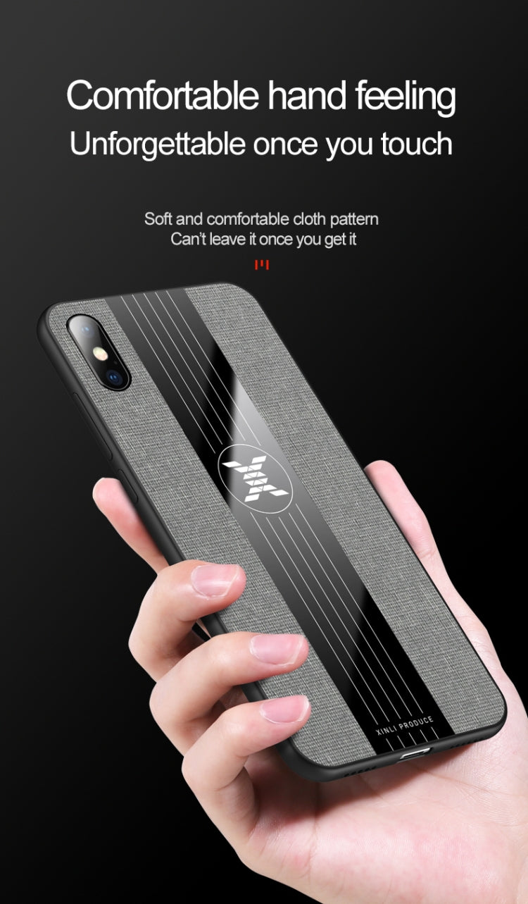 For iPhone XR XINLI Stitching Cloth Texture Shockproof TPU Protective Case(Brown)