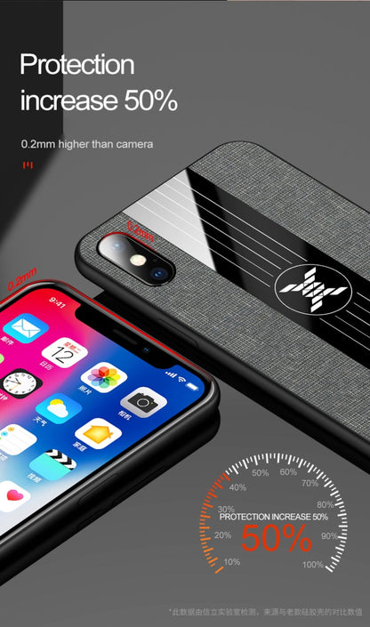 For iPhone XR XINLI Stitching Cloth Texture Shockproof TPU Protective Case(Brown)