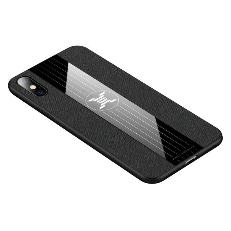 For iPhone X / XS XINLI Stitching Cloth Texture Shockproof TPU Protective Case(Black)