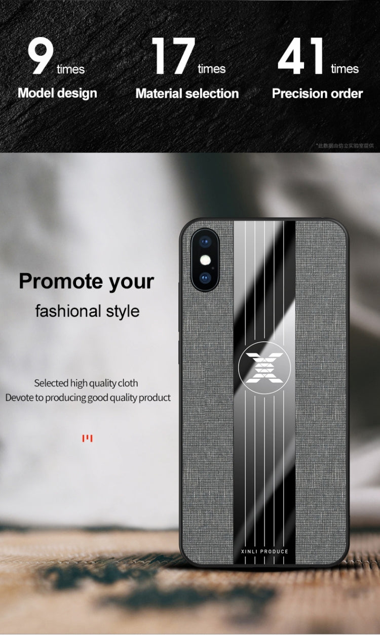 For iPhone X / XS XINLI Stitching Cloth Texture Shockproof TPU Protective Case(Black)
