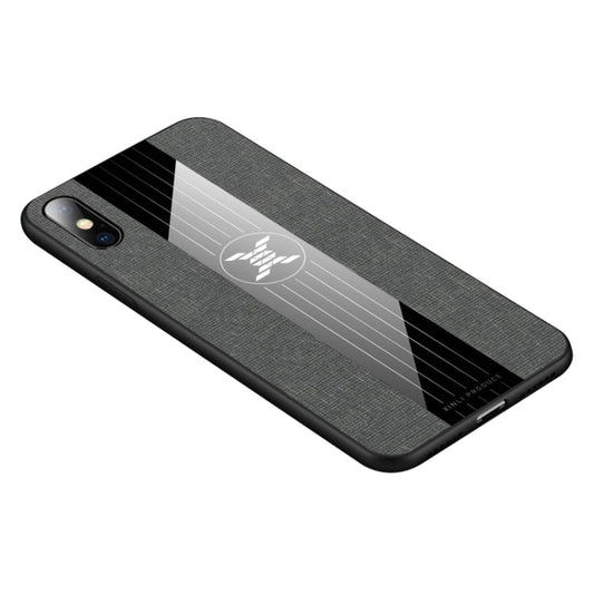 For iPhone X / XS XINLI Stitching Cloth Texture Shockproof TPU Protective Case(Gray)