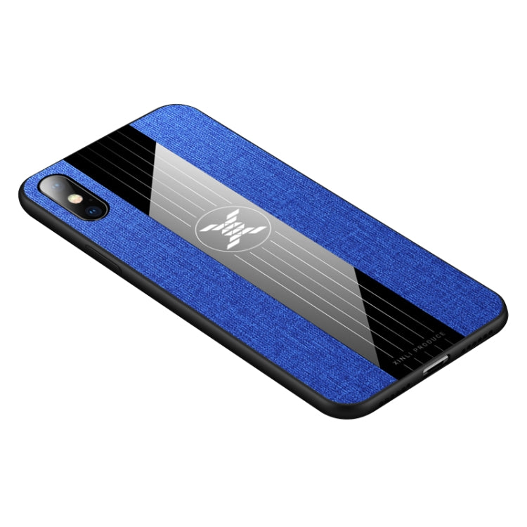 For iPhone X / XS XINLI Stitching Cloth Texture Shockproof TPU Protective Case(Blue)