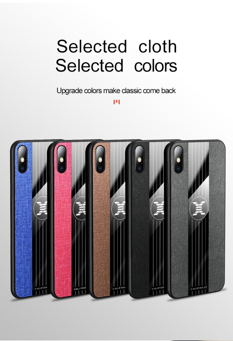 For iPhone X / XS XINLI Stitching Cloth Texture Shockproof TPU Protective Case(Blue)
