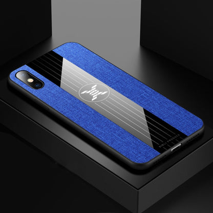 Pour iPhone XS Max XINLI Coque de protection antichoc en TPU à texture de tissu (Bleu)
