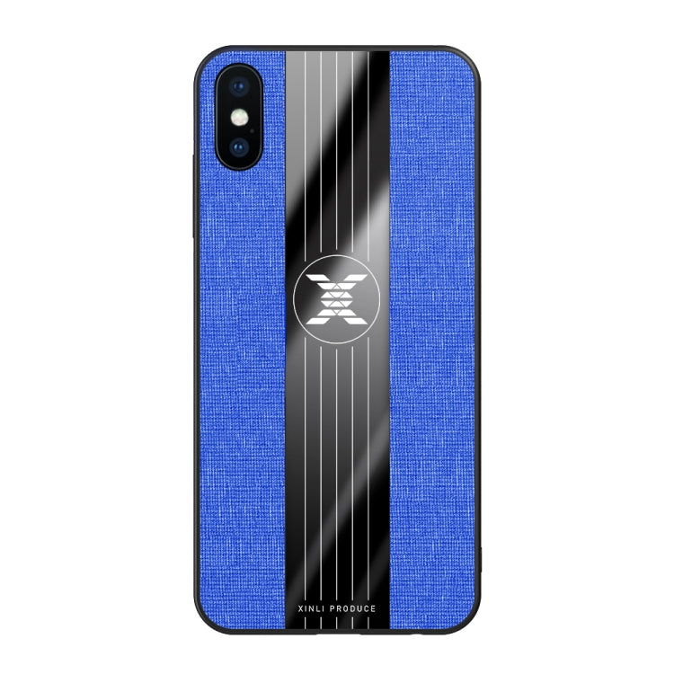 Pour iPhone XS Max XINLI Coque de protection antichoc en TPU à texture de tissu (Bleu)