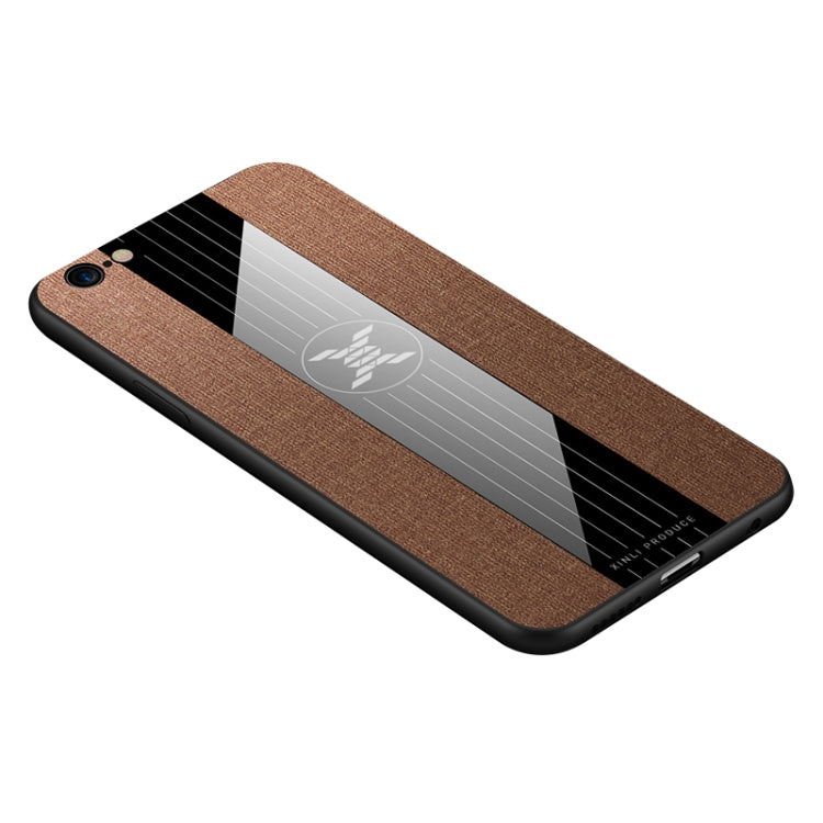 For iPhone 6 Plus & 6s Plus XINLI Stitching Cloth Texture Shockproof TPU Protective Case(Brown)