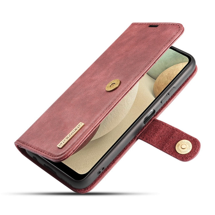 For Samsung Galaxy A12 DG.MING Crazy Horse Texture Flip Detachable Magnetic Leather Case with Holder & Card Slots & Wallet(Red)