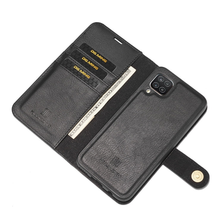 For Samsung Galaxy A12 DG.MING Crazy Horse Texture Flip Detachable Magnetic Leather Case with Holder & Card Slots & Wallet(Black)