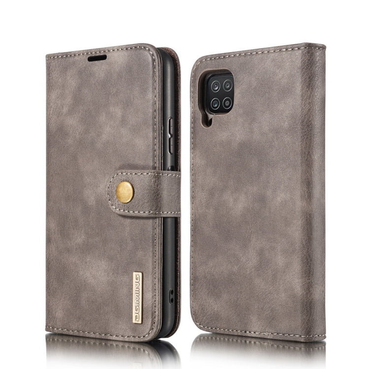 For Samsung Galaxy A12 DG.MING Crazy Horse Texture Flip Detachable Magnetic Leather Case with Holder & Card Slots & Wallet(Grey)