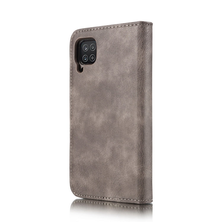 For Samsung Galaxy A12 DG.MING Crazy Horse Texture Flip Detachable Magnetic Leather Case with Holder & Card Slots & Wallet(Grey)