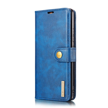 For Samsung Galaxy A12 DG.MING Crazy Horse Texture Flip Detachable Magnetic Leather Case with Holder & Card Slots & Wallet(Blue)