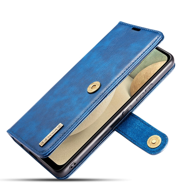 For Samsung Galaxy A12 DG.MING Crazy Horse Texture Flip Detachable Magnetic Leather Case with Holder & Card Slots & Wallet(Blue)