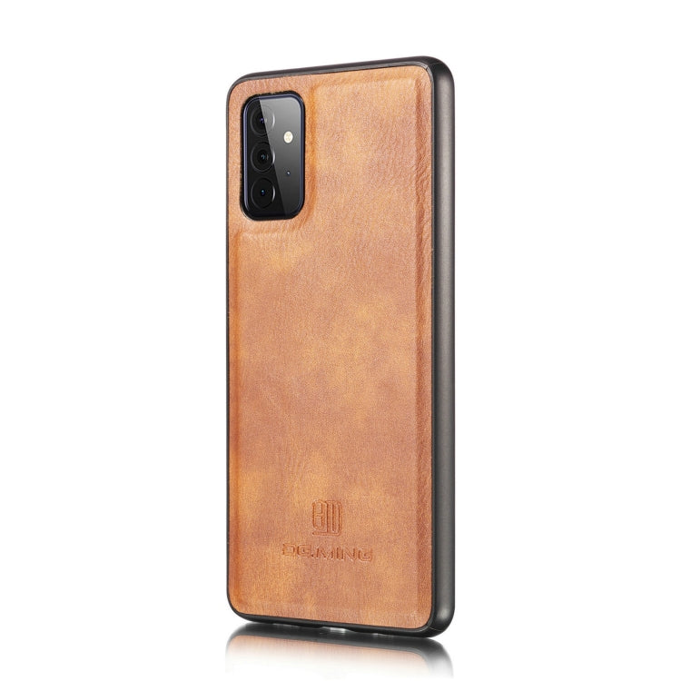 For Samsung Galaxy A72 5G / 4G DG.MING Crazy Horse Texture Flip Detachable Magnetic Leather Case with Holder & Card Slots & Wallet(Brown)