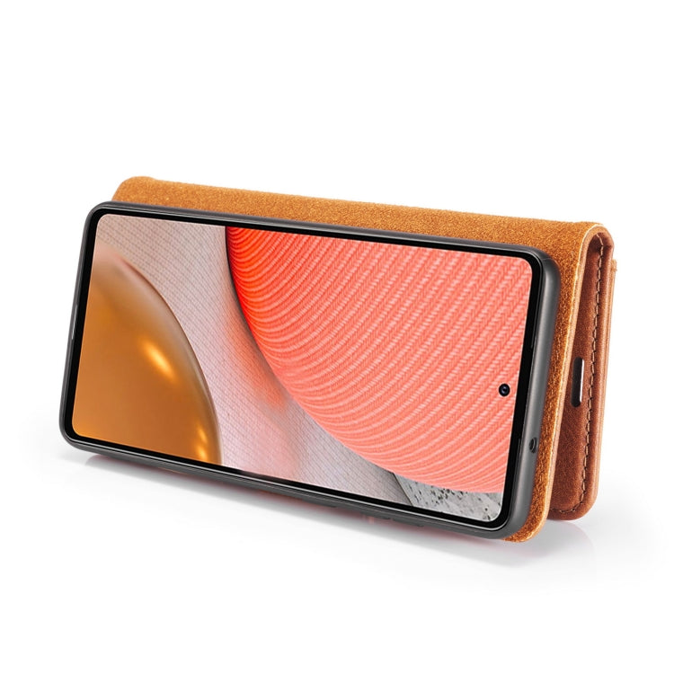 For Samsung Galaxy A72 5G / 4G DG.MING Crazy Horse Texture Flip Detachable Magnetic Leather Case with Holder & Card Slots & Wallet(Brown)