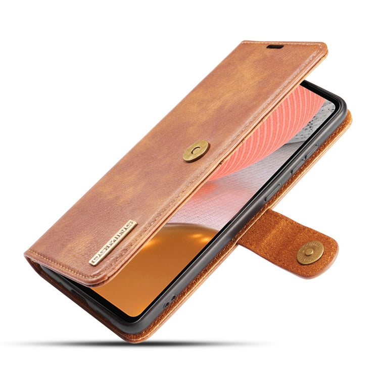 For Samsung Galaxy A72 5G / 4G DG.MING Crazy Horse Texture Flip Detachable Magnetic Leather Case with Holder & Card Slots & Wallet(Brown)