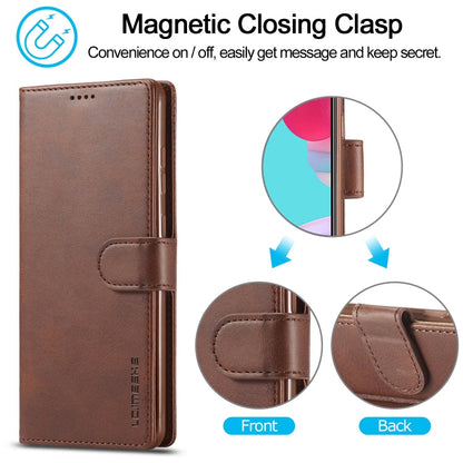 For Samsung Galaxy A52 5G / 4G LC.IMEEKE Calf Texture Horizontal Flip Leather Case with Holder & Card Slots & Wallet(Brown)