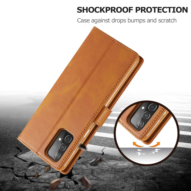 For Samsung Galaxy A52 5G / 4G LC.IMEEKE Calf Texture Horizontal Flip Leather Case with Holder & Card Slots & Wallet(Yellow)