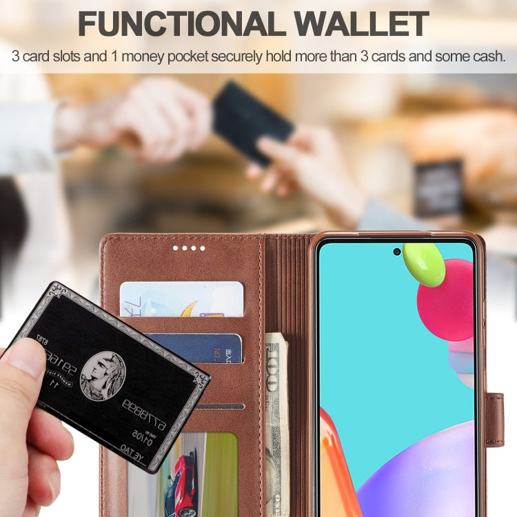 For Samsung Galaxy A52 5G / 4G LC.IMEEKE Calf Texture Horizontal Flip Leather Case with Holder & Card Slots & Wallet(Yellow)