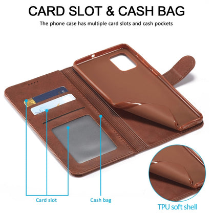 For Samsung Galaxy A52 5G / 4G LC.IMEEKE Calf Texture Horizontal Flip Leather Case with Holder & Card Slots & Wallet(Yellow)