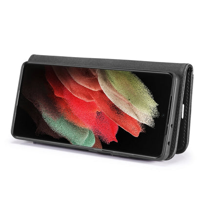 For Samsung Galaxy S21 Ultra 5G DG.MING Crazy Horse Texture Flip Detachable Magnetic Leather Case with Holder & Card Slots & Wallet(Black)