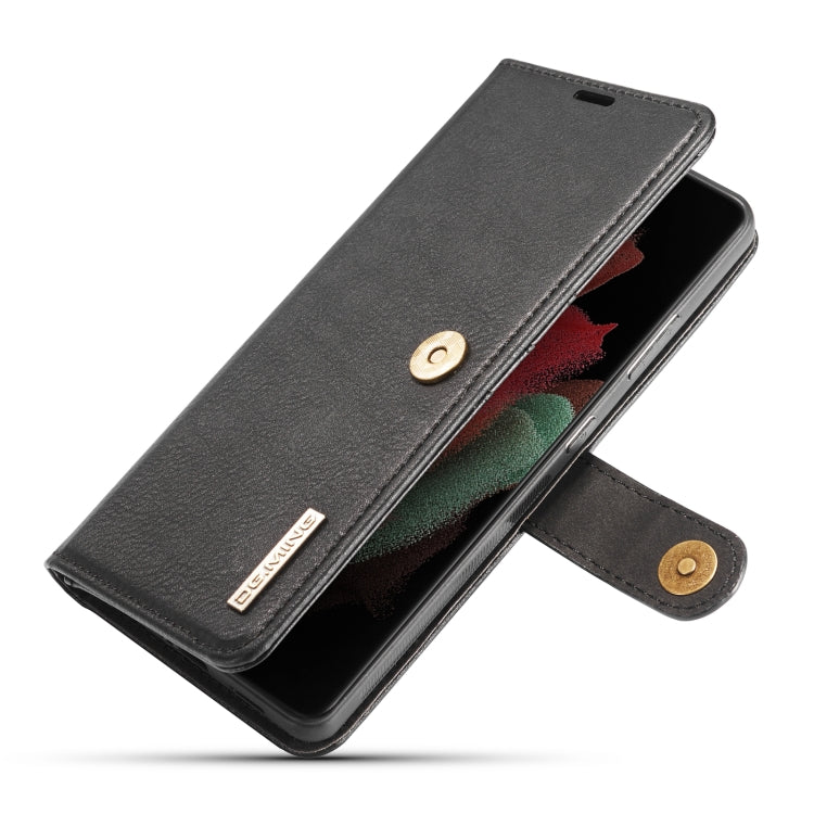 For Samsung Galaxy S21 Ultra 5G DG.MING Crazy Horse Texture Flip Detachable Magnetic Leather Case with Holder & Card Slots & Wallet(Black)