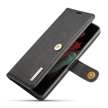 For Samsung Galaxy S21 Ultra 5G DG.MING Crazy Horse Texture Flip Detachable Magnetic Leather Case with Holder & Card Slots & Wallet(Black)