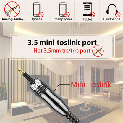 EMK OD6.0mm 3.5mm Digital Sound Toslink to Mini Toslink Digital Optical Audio Cable, Length:5m