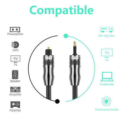 EMK OD6.0mm 3.5mm Digital Sound Toslink to Mini Toslink Digital Optical Audio Cable, Length:5m