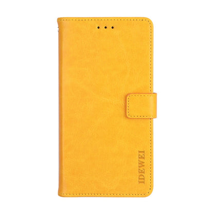 Pour Samsung Galaxy A32 5G Étui en cuir à rabat horizontal texture Crazy Horse de la marque Idewei avec support, fentes pour cartes et portefeuille (jaune)
