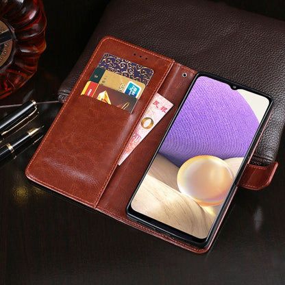 Pour Samsung Galaxy A32 5G Étui en cuir à rabat horizontal texture Crazy Horse de la marque Idewei avec support, fentes pour cartes et portefeuille (jaune)
