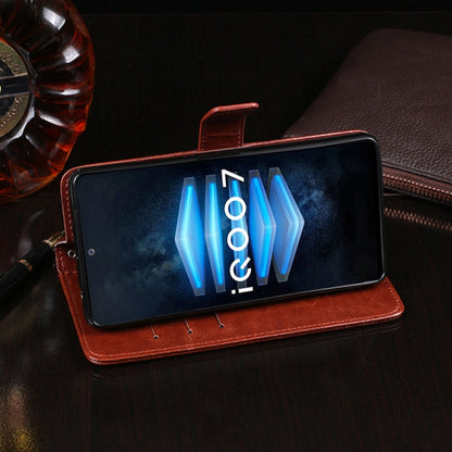 For vivo iQOO 7 idewei Crazy Horse Texture Horizontal Flip Leather Case with Holder & Card Slots & Wallet(Black)