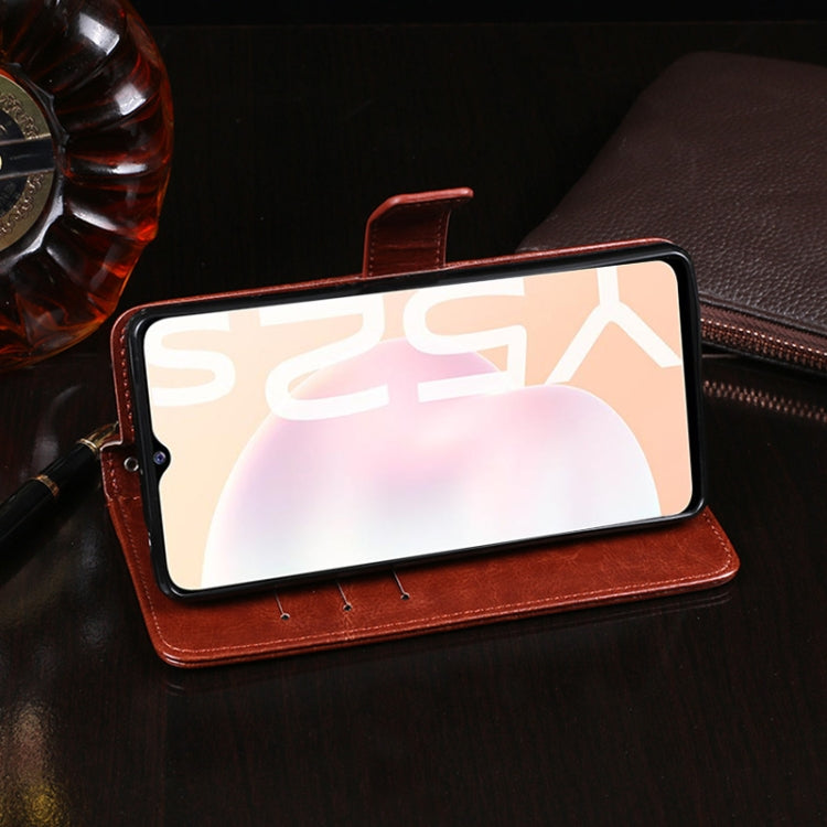 For vivo Y31S idewei Crazy Horse Texture Horizontal Flip Leather Case with Holder & Card Slots & Wallet(Dark Blue)