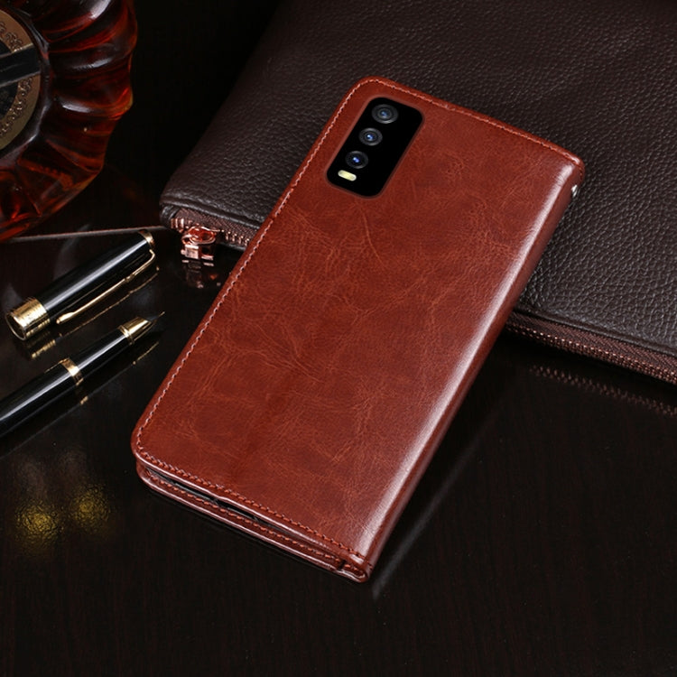 For vivo Y20A idewei Crazy Horse Texture Horizontal Flip Leather Case with Holder & Card Slots & Wallet(Red)