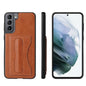 For Samsung Galaxy S21+ 5G Fierre Shann Full Coverage Protective Leather Case with Holder & Card Slot(Brown)