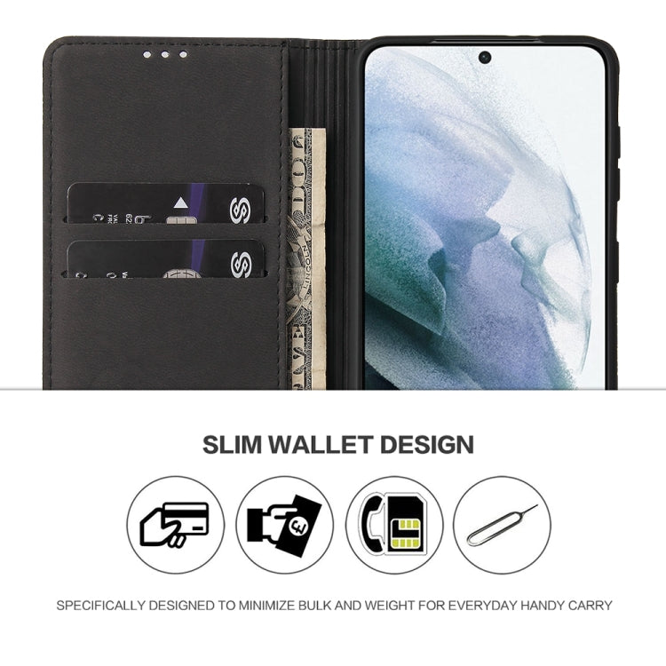 For Samsung Galaxy S21+ 5G Fierre Shann Crocodile Texture Magnetic Horizontal Flip Genuine Leather Case with Holder & Card Slot(Black)