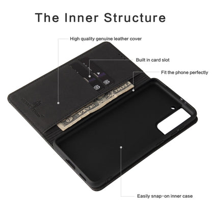 For Samsung Galaxy S21+ 5G Fierre Shann Crocodile Texture Magnetic Horizontal Flip Genuine Leather Case with Holder & Card Slot(Black)
