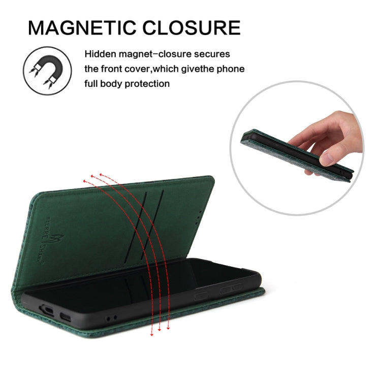 For Samsung Galaxy S21+ 5G Fierre Shann Crocodile Texture Magnetic Horizontal Flip Genuine Leather Case with Holder & Card Slot(Green)