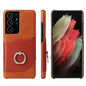 Pour Samsung Galaxy S21 Ultra 5G Étui en Cuir Véritable Fierre Shann Texture Cire d'Huile avec Support Rotatif à 360 Degrés et Emplacement pour Cartes (Marron)