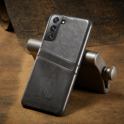 For Samsung Galaxy S21+ 5G Fierre Shann Oil Wax Texture Leather Back Cover Case(Grey)