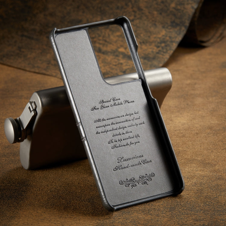 Pour Samsung Galaxy S21 Ultra 5G, étui portefeuille en cuir texturé Fierre Shann (gris)