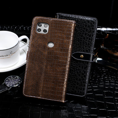 For Motorola One 5G Ace idewei Crocodile Texture Horizontal Flip Leather Case with Holder & Card Slots & Wallet(Black)
