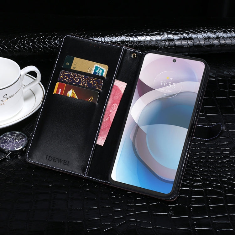 For Motorola One 5G Ace idewei Crocodile Texture Horizontal Flip Leather Case with Holder & Card Slots & Wallet(Dark Brown)