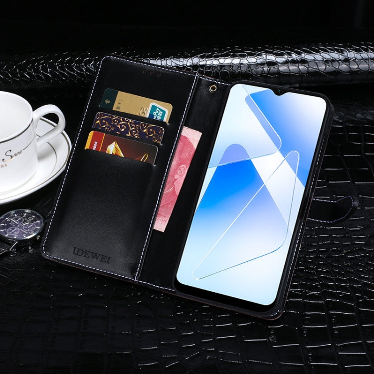 For OPPO A55 idewei Crocodile Texture Horizontal Flip Leather Case with Holder & Card Slots & Wallet(Dark Blue)