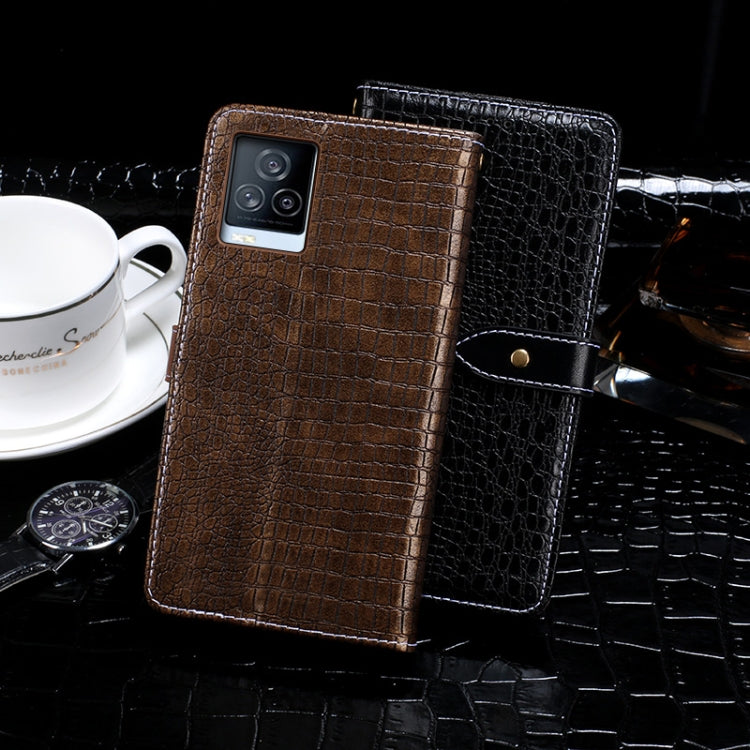 For vivo iQOO 7 idewei Crocodile Texture Horizontal Flip Leather Case with Holder & Card Slots & Wallet(Dark Brown)