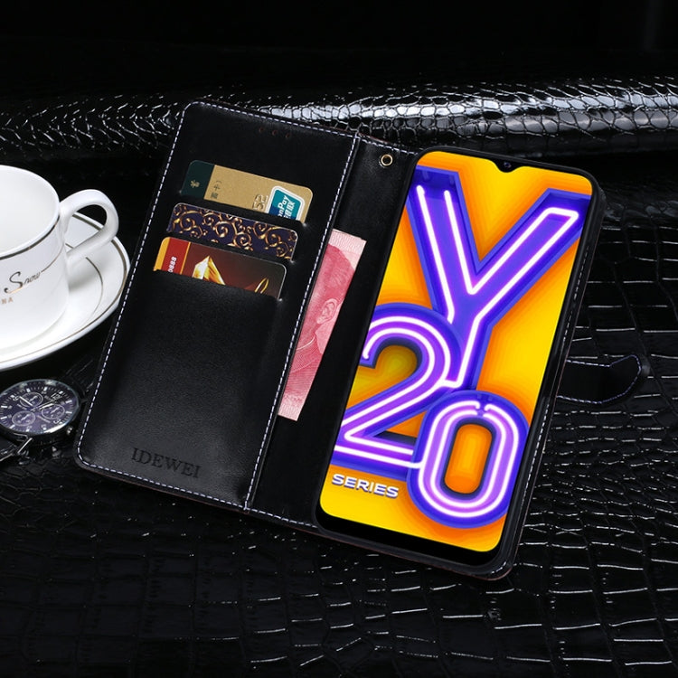 For vivo Y20A idewei Crocodile Texture Horizontal Flip Leather Case with Holder & Card Slots & Wallet(Dark Blue)