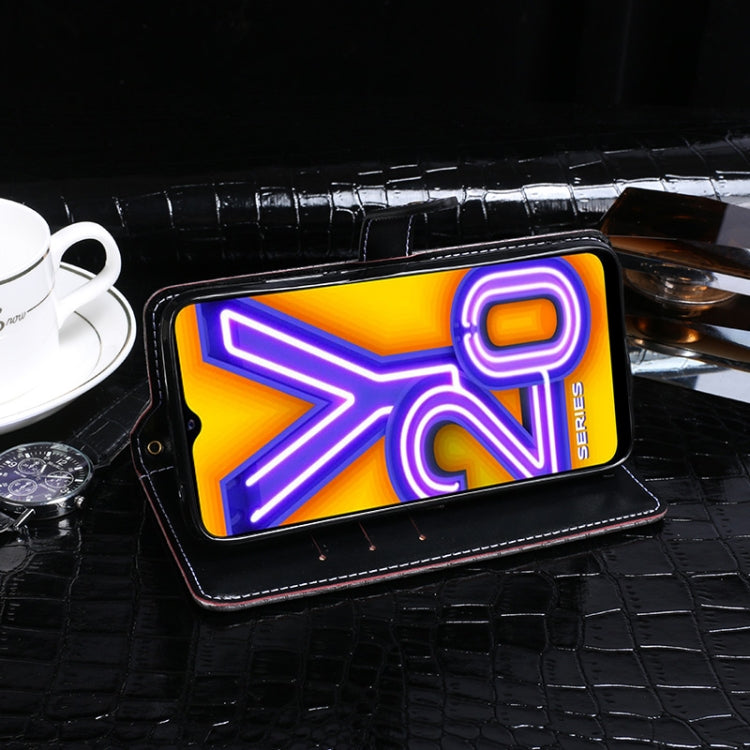 For vivo Y20A idewei Crocodile Texture Horizontal Flip Leather Case with Holder & Card Slots & Wallet(Dark Blue)
