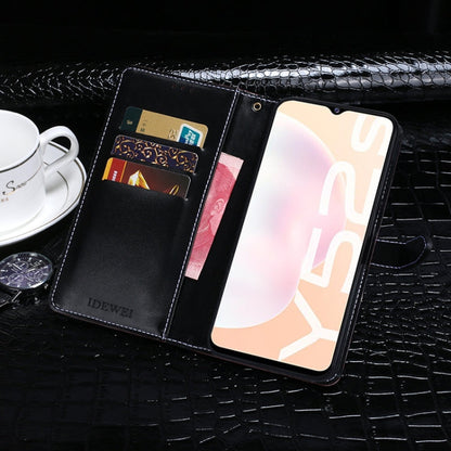 For vivo Y31s idewei Crocodile Texture Horizontal Flip Leather Case with Holder & Card Slots & Wallet(Dark Brown)