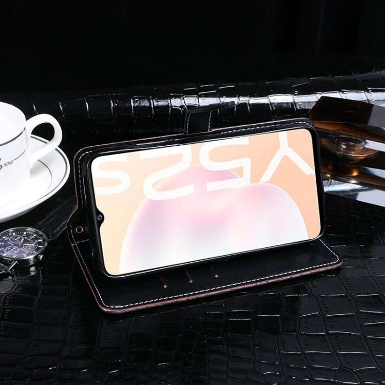 For vivo Y31s idewei Crocodile Texture Horizontal Flip Leather Case with Holder & Card Slots & Wallet(Dark Brown)