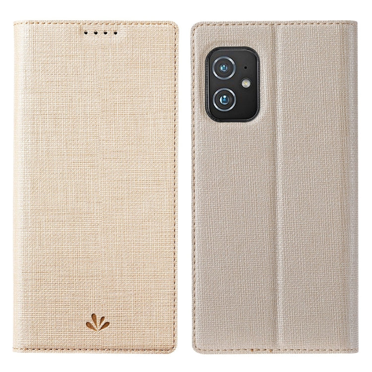 For Asus Zenfone 8 ZS590KS ViLi DMX Series Shockproof TPU + PU Leather Magnetic Attraction Horizontal Flip Case with Card Slot & Holder(Gold)